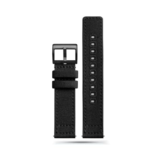 BWBVHRHZY Schnellverschluss-Uhrenarmbänder aus Segeltuch, Nylonband, 18 mm, 19 mm, 20 mm, 22 mm, Uhrenarmbänder mit gebürsteter Schnalle, geeignet for Smartwatch-Zubehör(Black 2,20mm) von BWBVHRHZY