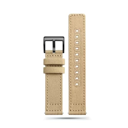 BWBVHRHZY Schnellverschluss-Uhrenarmbänder aus Segeltuch, Nylonband, 18 mm, 19 mm, 20 mm, 22 mm, Uhrenarmbänder mit gebürsteter Schnalle, geeignet for Smartwatch-Zubehör(Khaki 2,20mm) von BWBVHRHZY