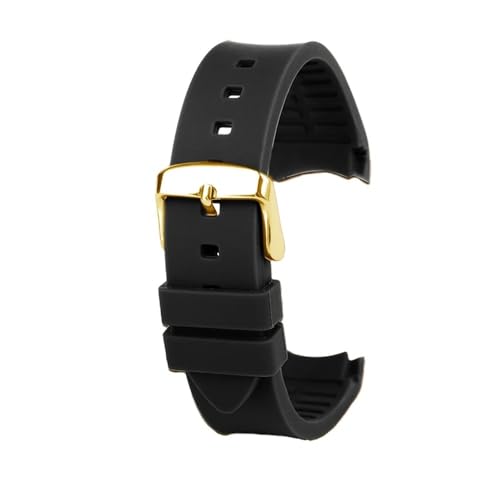 BWBVHRHZY Silikon-Gummi-Uhrenarmband, 20 mm, 23 mm, Arc-Schnittstelle, weich, schwarz, rot, Herren- und Damenarmband, passend for GUC GC G-TIMELESS YA1264065 YA126487(Black-G pin,23mm) von BWBVHRHZY