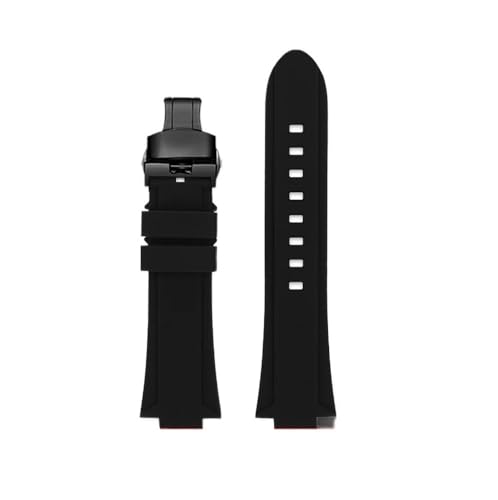 BWBVHRHZY Silikonkautschuk-Armband, 24 x 16 mm, konvexes Gelenk, Schwarz, Blau, Grün, Orange, Herrenarmband, passend for Timex Adventure Tidal IQ T2N720 T2N721(Black-Black) von BWBVHRHZY