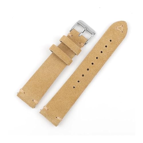 BWBVHRHZY Uhrenarmbänder, handgefertigt, for Herren, 18 mm, 19 mm, 20 mm, 21 mm, 22 mm, Lederarmband, braunes Schnellverschluss-Armband(Beige,18mm) von BWBVHRHZY