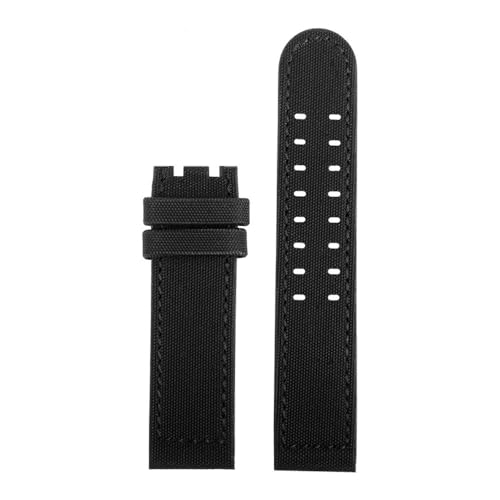 BWBVHRHZY Uhrenarmband mit Nylonboden, 20 mm, 22 mm, atmungsaktiv, schwarze weiße Linien, passend for Hamilton KHAKI FIELD H70575733 H68401735(Black-NO BK,20mm) von BWBVHRHZY
