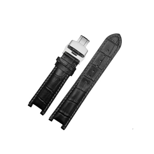 BWBVHRHZY Uhrenarmband passend for GC 22 x 13 mm, 20 x 11 mm, gekerbtes Armband mit Edelstahl-Schnalle, Herren- und Damen-Uhrengürtel(Black sk,22-13mm) von BWBVHRHZY