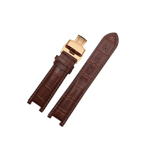 BWBVHRHZY Uhrenarmband passend for GC 22 x 13 mm, 20 x 11 mm, gekerbtes Armband mit Edelstahl-Schnalle, Herren- und Damen-Uhrengürtel(Brown rk,22-13mm) von BWBVHRHZY
