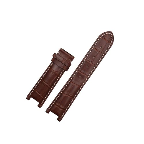 BWBVHRHZY Uhrenarmband passend for GC 22 x 13 mm, 20 x 11 mm, gekerbtes Armband mit Edelstahl-Schnalle, Herren- und Damen-Uhrengürtel(Brown white line nk,20-11mm) von BWBVHRHZY