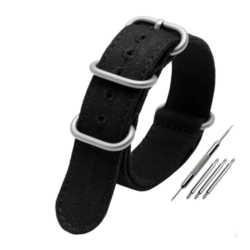 BWBVHRHZY Verdicktes Nylon-Canvas-Uhrenarmband, ausgestattet mit Sith-Fünf-Ring-schwarzer Schnalle, Stahl-Universalarmband, Ersatzband, passend for Omega-Naht(Black sk,26mm) von BWBVHRHZY