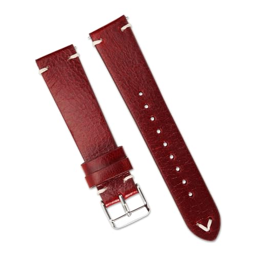 BWBVHRHZY Vintage Ölwachs Leder Uhrenarmband 18mm 19mm 20mm 22mm Schnellverschluss Uhrenarmband Braun Schwarz Grün Armband Gürtel(Black 01,22mm) von BWBVHRHZY