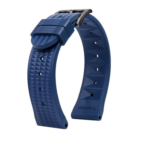 BWBVHRHZY Waffelarmband passend for Seiko PROSPEX SKX007 Water Ghost 20mm 22mm Abalone Small MM Silikon Herren Diver Sport Gummi Uhrenarmband(B Blue-Black,Width 20mm) von BWBVHRHZY