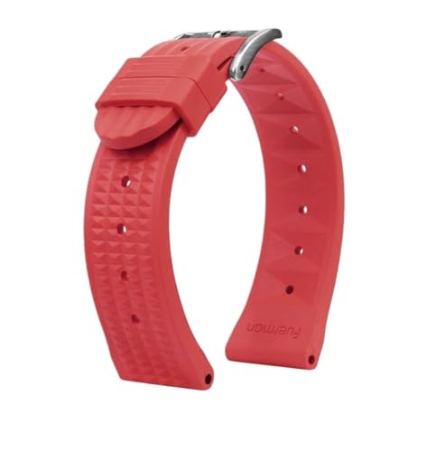 BWBVHRHZY Waffelarmband passend for Seiko PROSPEX SKX007 Water Ghost 20mm 22mm Abalone Small MM Silikon Herren Diver Sport Gummi Uhrenarmband(B Red-silver,Width 20mm) von BWBVHRHZY
