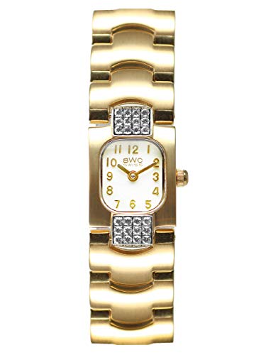 BWC Swiss Made Damen Armbanduhr Saphirglas Gelbgold IP mit Besatz 20154.51.01 von BWC Swiss