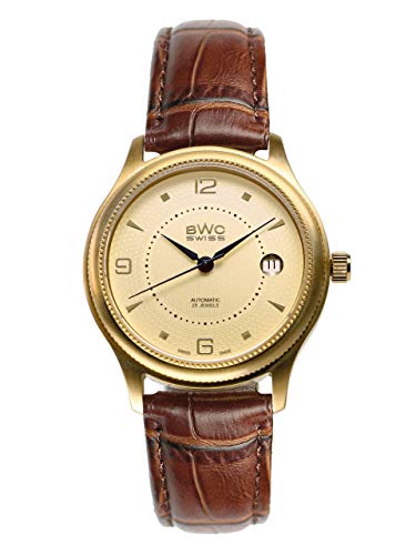 BWC Swiss Herren Uhr Analog Automatik mit Leder Armband 200155114 von BWC Swiss