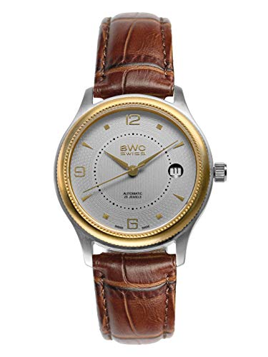 BWC Swiss Herren Uhr Analog Automatik mit Leder Armband 200155208 von BWC Swiss
