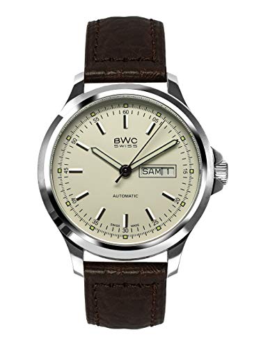 BWC Swiss Herren Uhr Analog Automatik mit Leder Armband 200535001 von BWC Swiss