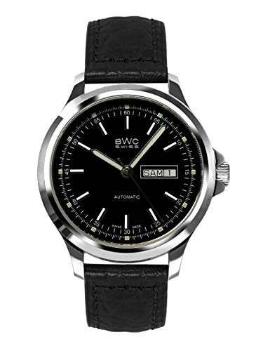 BWC Swiss Herren Uhr Analog Automatik mit Leder Armband 200535002 von BWC Swiss