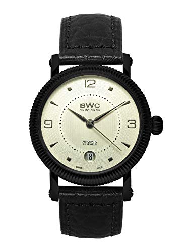 BWC Swiss Herren Uhr Analog Automatik mit Leder Armband 207685441 von BWC Swiss