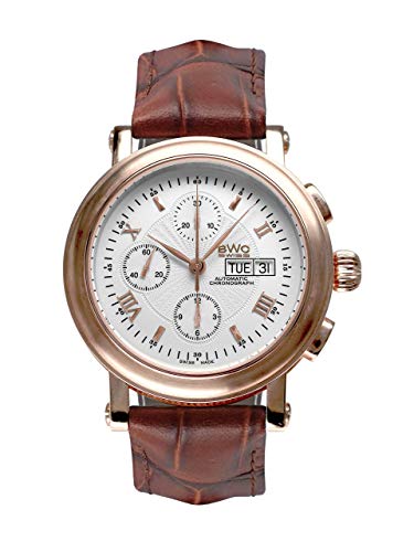 BWC Swiss Herren Uhr Chronograph Automatik mit Leder Armband 207695703 von BWC Swiss