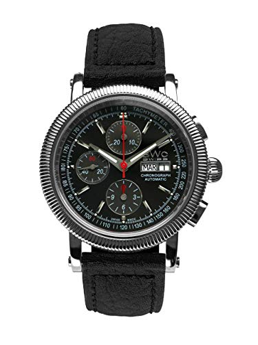 BWC Swiss Herren Uhr Chronograph Automatik mit Leder Armband 207715010 von BWC Swiss