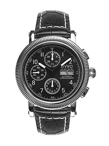 BWC Swiss Herren Uhr Chronograph Automatik mit Leder Armband 207715011 von BWC Swiss