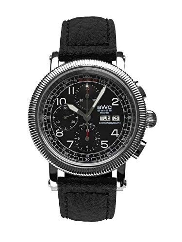 BWC Swiss Herren Uhr Chronograph Automatik mit Leder Armband 207715012 von BWC Swiss