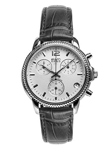 BWC Swiss Herren Uhr Chronograph Quarz mit Leder Armband 210955009 von BWC Swiss