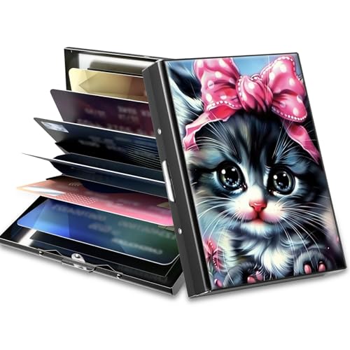 BWEGRHE Kleine Reisebrieftasche, schmal, mehrere Fächer, Kartenhalter, niedlicher Kreditkartenhalter, RFID-blockierend, kleine Geldbörse für Damen und Herren, Baby-Dinosaurier, Matel, Minimalistisch von BWEGRHE