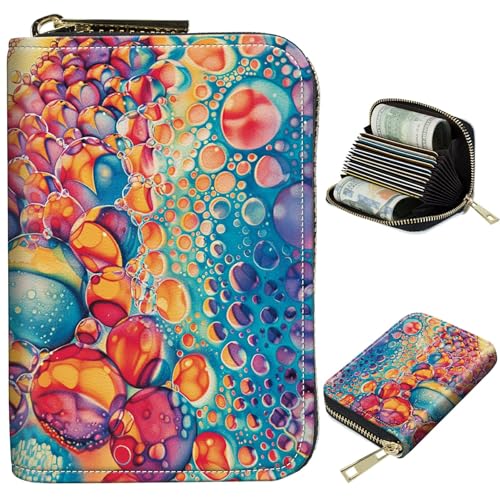 BWEGRHE Kleine Reisebrieftasche, schmal, mehrere Fächer, Kartenhalter, niedlicher Kreditkartenhalter, RFID-blockierend, kleine Geldbörse für Damen und Herren, Bunter Marmor, Portable, Classic von BWEGRHE