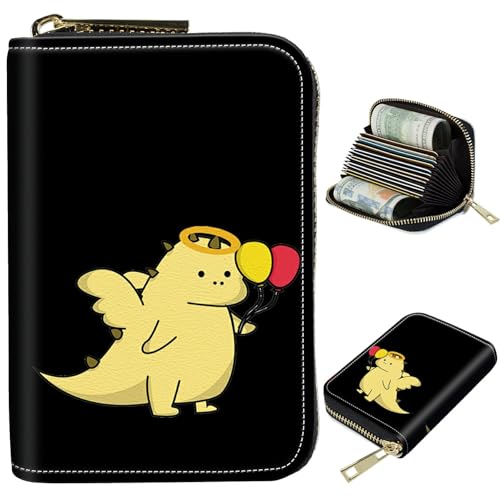 BWEGRHE Kleine Reisebrieftasche, schmal, mehrere Fächer, Kartenhalter, niedlicher Kreditkartenhalter, RFID-blockierend, kleine Geldbörse für Damen und Herren, Dinosaurier, Portable, Classic von BWEGRHE