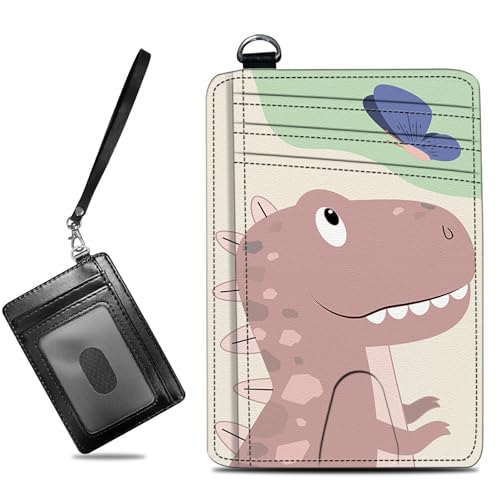 BWEGRHE Kleine Reisebrieftasche, schmal, mehrere Fächer, Kartenhalter, niedlicher Kreditkartenhalter, RFID-blockierend, kleine Geldbörse für Damen und Herren, Dinosaurier-Schmetterling, Slim von BWEGRHE