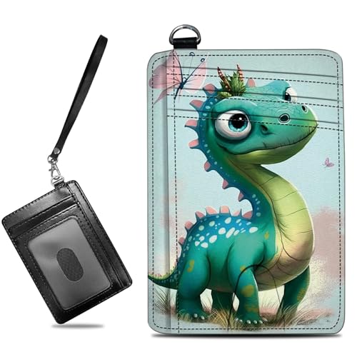 BWEGRHE Kleine Reisebrieftasche, schmal, mehrere Fächer, Kartenhalter, niedlicher Kreditkartenhalter, RFID-blockierend, kleine Geldbörse für Damen und Herren, Schmetterlings-Dinosaurier, Slim von BWEGRHE