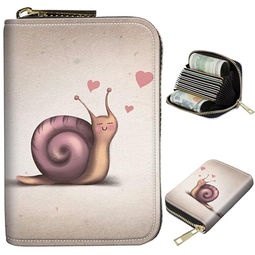 BWEGRHE Kleine Reisebrieftasche, schmal, mehrere Fächer, Kartenhalter, niedlicher Kreditkartenhalter, RFID-blockierend, kleine Geldbörse für Damen und Herren, Schöne Schnecke, Portable, Classic von BWEGRHE