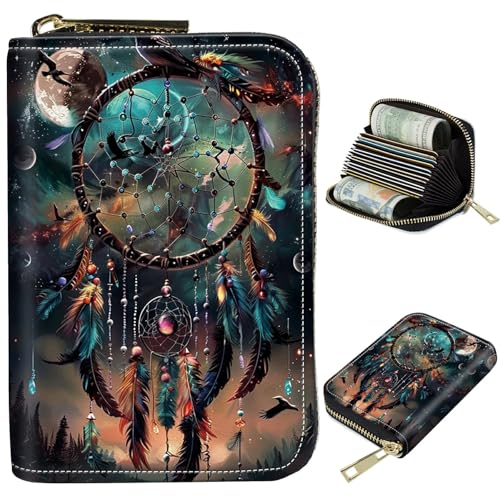 BWEGRHE Kleine Reisebrieftasche, schmal, mehrere Fächer, Kartenhalter, niedlicher Kreditkartenhalter, RFID-blockierend, kleine Geldbörse für Damen und Herren, Traumfänger, Portable, Classic von BWEGRHE