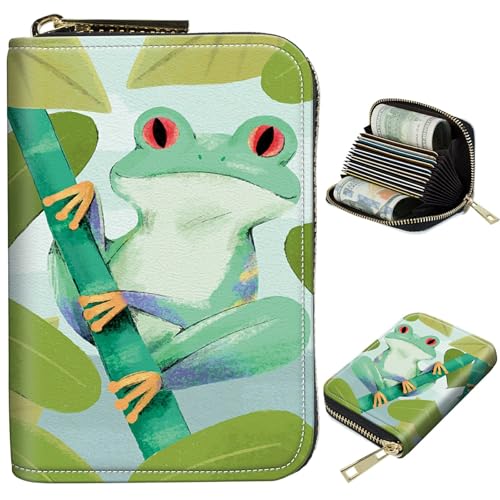 BWEGRHE Kleine Reisebrieftasche, schmal, mehrere Fächer, Kartenhalter, niedlicher Kreditkartenhalter, RFID-blockierend, kleine Geldbörse für Damen und Herren, frosch, Portable, Classic von BWEGRHE