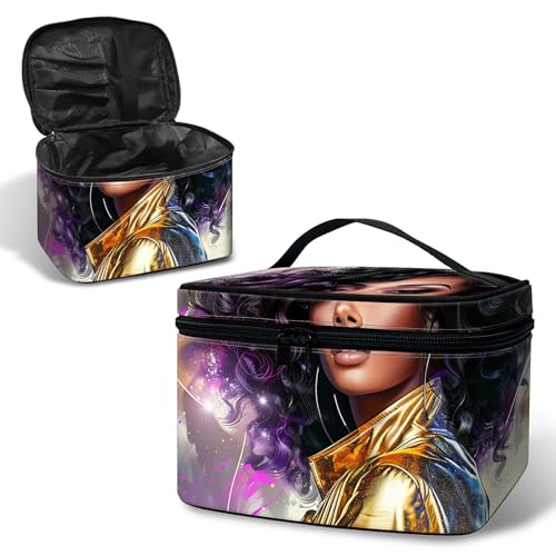 BWEGRHE Reise-Make-up-Tasche mit abnehmbarer Handschlaufe, Beauty Woman, Large von BWEGRHE