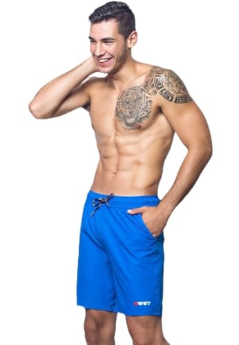 BWET Swimwear Umweltfreundliche Strandshorts Neptune schnell trocknend UV-Schutz Fronttasche Seitentaschen - Blau - Large von BWET Swimwear