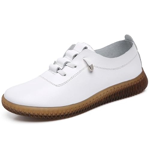 BWGHBH Damen Freizeitschuhe Bequeme Damen Soft Flat Mokassins Simple (Weiß) von BWGHBH