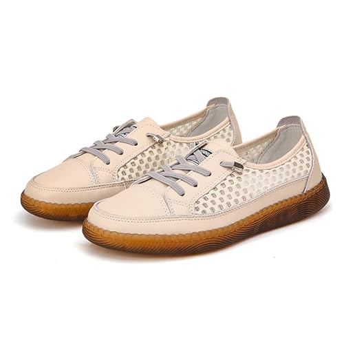 BWGHBH Damen Mädchen Schuhe Sneaker Freizeitschuhe atmungsaktiv lässig ausgehöhlt（Beige,Größe 38） von BWGHBH