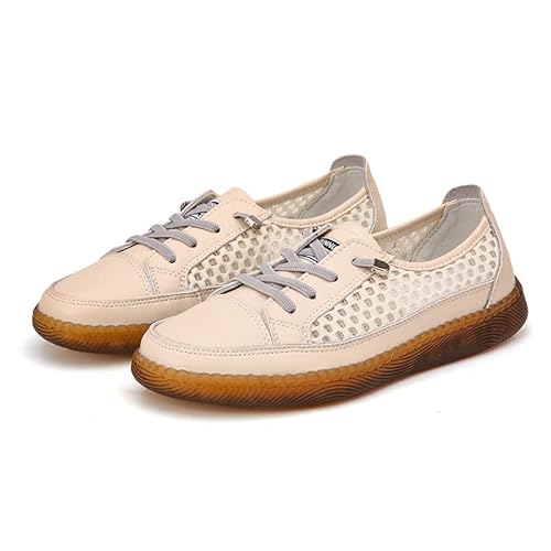 BWGHBH Damen Mädchen Schuhe Sneaker Freizeitschuhe atmungsaktiv lässig ausgehöhlt（Beige,Größe 39） von BWGHBH