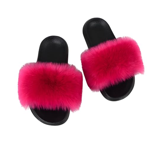 BWGHBH Frauen Faux Pelz niedliche flauschige Rutschen Strandpantoffeln weiche bequeme leichte Slip-On Sandalen Indoor Outdoor 38-39 Rose Rot BWGHBH Frauen Faux Pelz niedliche flauschige Rutschen Strandpantoffeln weiche bequeme leichte Slip-On Sandalen Indoor Outdoor 38-39 Rose Rot von BWGHBH