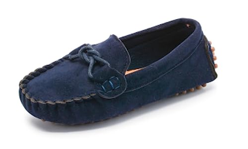 BWGHBH Jungen Kinder Baby Mädchen Schuhe Mokassins Baby Schuhe Wildleder Stoff rutschfeste weiche Sohlen(Blau Schleife,numeric_22) von BWGHBH