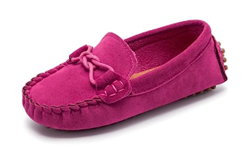 BWGHBH Jungen Kinder Baby Mädchen Schuhe Mokassins Baby Schuhe Wildleder Stoff rutschfeste weiche Sohlen(Rosenrote Schleife,Numeric_25) von BWGHBH