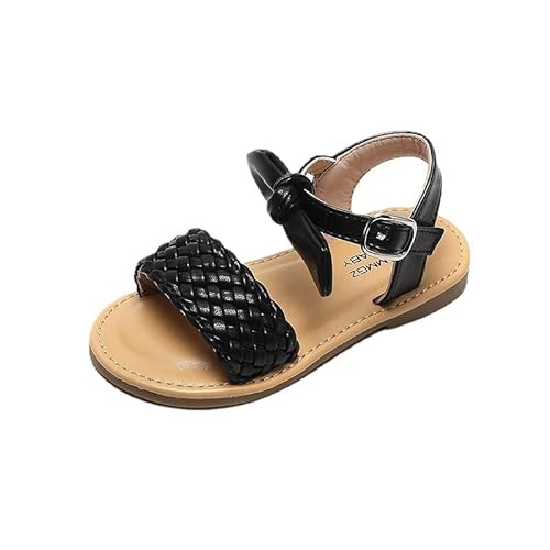 BWGHBH Kinder Mädchen Sandalen mit Klettverschluss und weicher Sohle,süße Prinzessinnenschuhen mit Schleife (Schwarz, numeric_27) von BWGHBH