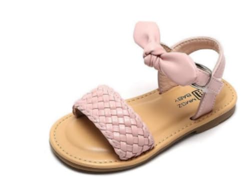 BWGHBH Kinder Mädchen Sandalen mit Klettverschluss und weicher Sohle,süße Prinzessinnenschuhen mit Schleife - 22 -Rosa von BWGHBH