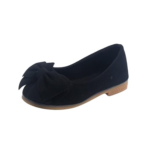 BWGHBH Mädchen Suede Flache Schuhe Mary Jane Ballerinas Prinzessin Schulschuhe,Bequeme Damenschuhe,rutschfest Weicher Boden(Schwarz,23) von BWGHBH