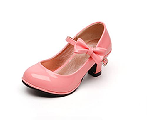 BWGHBH Stöckelschuhe Mädchen Schuhe Prinzessin Schuhe mit 5cm Absatz Tanz und Partyschuhe für Mädchen Anzugschuhe(Rose，Größe 29 von BWGHBH