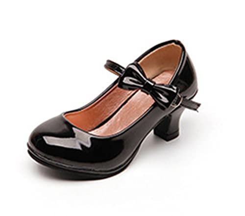 BWGHBH Stöckelschuhe Mädchen Schuhe Prinzessin Schuhe mit 5cm Absatz Tanz und Partyschuhe für Mädchen Anzugschuhe(Schwarz，Größe 32 von BWGHBH