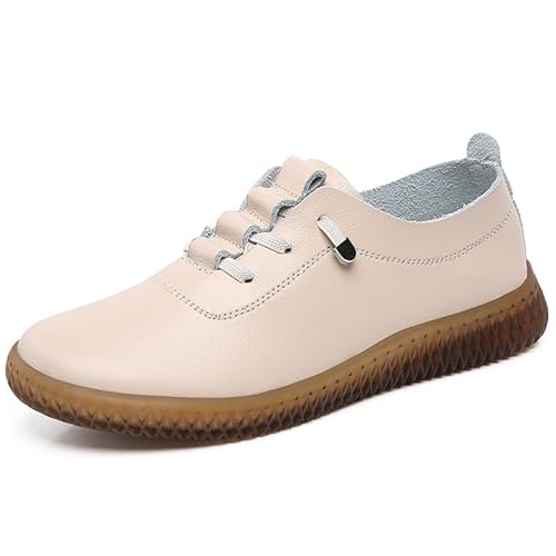 Damen Freizeitschuhe Bequeme Damen Soft Flat Mokassins Simple (Beige) von BWGHBH