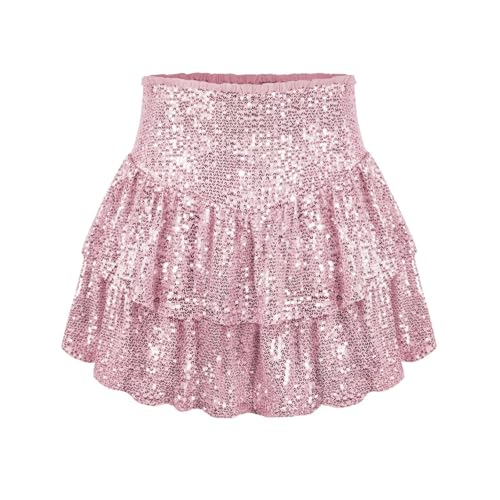 Damen Rock Paillette Minirock Shortrock Kurzer Rock Einfarbige Rock mit Shorts Partyrock Hohe Taille Rosa S Damen Rock Paillette Minirock Shortrock Kurzer Rock Einfarbige Rock mit Shorts Partyrock Hohe Taille Rosa S von BWGHBH