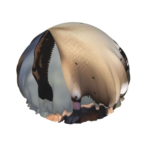 Afrikanische Pinguin-Duschhaube für Damen und Herren, groß, wiederverwendbar, doppellagig, wasserdicht, Badekappen, elastisches Band, Haarmütze für alle Frisuren, reisefreundlich von BWLHJKE