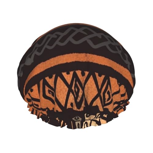 Afrikanische Schlammtuch, Tribal-Duschhaube für Damen und Herren, groß, wiederverwendbar, doppellagig, wasserdicht, Badekappen, elastisches Band, Haarhut für alle Frisuren, reisefreundlich von BWLHJKE