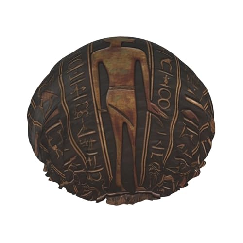 Antike ägyptische Hieroglyphe Duschhaube für Damen und Herren, große wiederverwendbare Duschhaube, doppellagig, wasserdicht, Badekappen, elastisches Band, Haarmütze für alle Frisuren, reisefreundlich von BWLHJKE